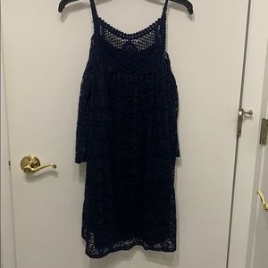 Navy cold shoulder dress